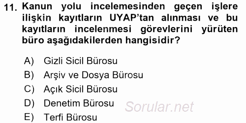 Ulusal Yargı Ağı Projesi 1 2016 - 2017 Dönem Sonu Sınavı 11.Soru