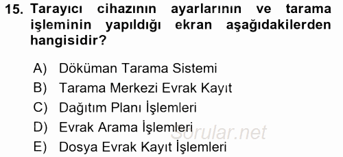 Ulusal Yargı Ağı Projesi 1 2016 - 2017 Dönem Sonu Sınavı 15.Soru