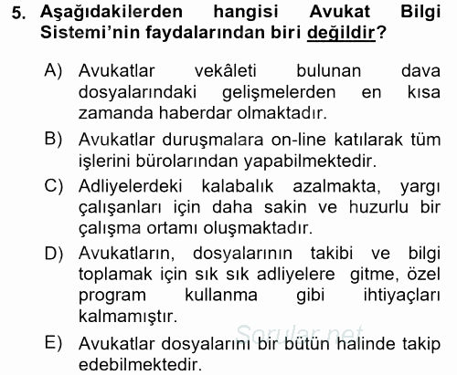 Ulusal Yargı Ağı Projesi 1 2016 - 2017 Dönem Sonu Sınavı 5.Soru