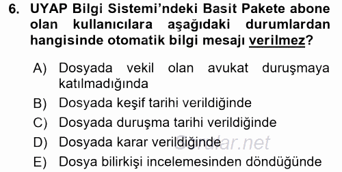 Ulusal Yargı Ağı Projesi 1 2016 - 2017 Dönem Sonu Sınavı 6.Soru