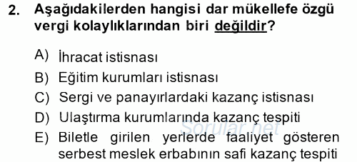 Özel Vergi Hukuku 1 2014 - 2015 Tek Ders Sınavı 2.Soru