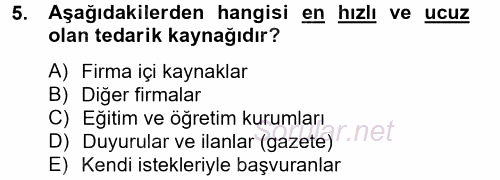 Satış Yönetimi ve Telefonda Satış 2012 - 2013 Ara Sınavı 5.Soru