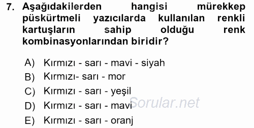 Ev Teknolojisi 2017 - 2018 3 Ders Sınavı 7.Soru