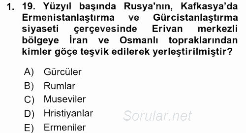 Orta Asya ve Kafkaslarda Siyaset 2017 - 2018 Ara Sınavı 1.Soru