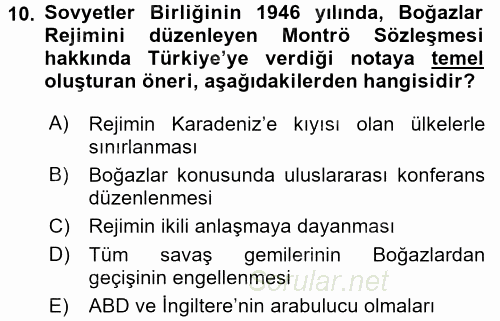 Orta Asya ve Kafkaslarda Siyaset 2017 - 2018 Ara Sınavı 10.Soru