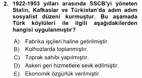 Orta Asya ve Kafkaslarda Siyaset 2017 - 2018 Ara Sınavı 2.Soru