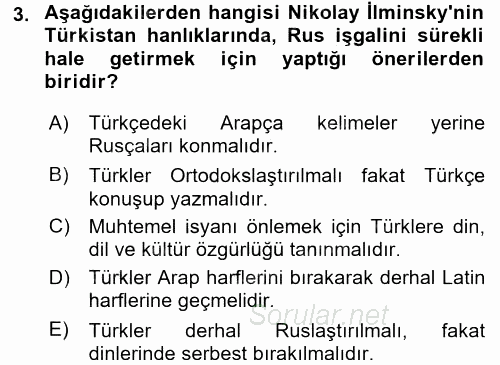 Orta Asya ve Kafkaslarda Siyaset 2017 - 2018 Ara Sınavı 3.Soru