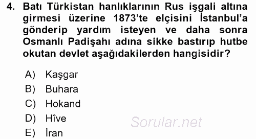 Orta Asya ve Kafkaslarda Siyaset 2017 - 2018 Ara Sınavı 4.Soru