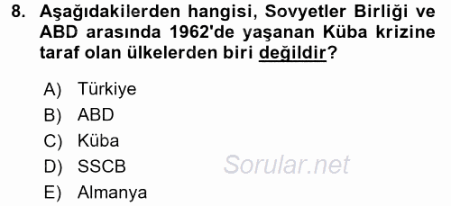 Orta Asya ve Kafkaslarda Siyaset 2017 - 2018 Ara Sınavı 8.Soru