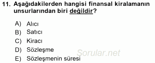 Dış Ticaret İşlemleri 2016 - 2017 3 Ders Sınavı 11.Soru