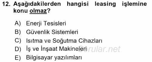 Dış Ticaret İşlemleri 2016 - 2017 3 Ders Sınavı 12.Soru