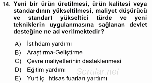 Dış Ticaret İşlemleri 2016 - 2017 3 Ders Sınavı 14.Soru