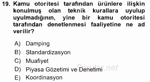 Dış Ticaret İşlemleri 2016 - 2017 3 Ders Sınavı 19.Soru