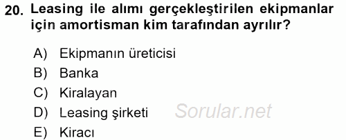 Dış Ticaret İşlemleri 2016 - 2017 3 Ders Sınavı 20.Soru