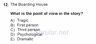 İngiliz/Amerikan Edebiyatı 1 2014 - 2015 Ara Sınavı 12.Soru