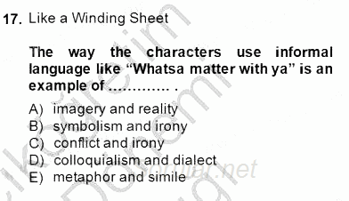 İngiliz/Amerikan Edebiyatı 1 2014 - 2015 Ara Sınavı 17.Soru