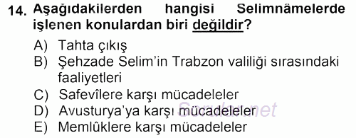 Tarih Metodu 2012 - 2013 Dönem Sonu Sınavı 14.Soru