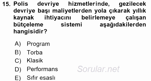 Devlet Bütçesi 2017 - 2018 Ara Sınavı 15.Soru