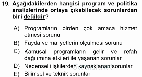 Devlet Bütçesi 2017 - 2018 Ara Sınavı 19.Soru