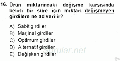 İktisada Giriş 1 2014 - 2015 Ara Sınavı 16.Soru