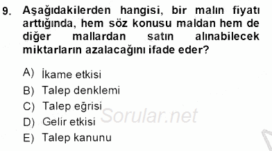 İktisada Giriş 1 2014 - 2015 Ara Sınavı 9.Soru