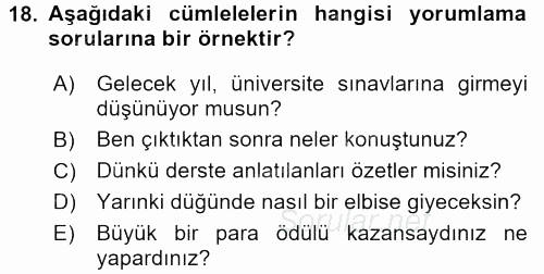 Bireyler Arası İletişim 2017 - 2018 Ara Sınavı 18.Soru