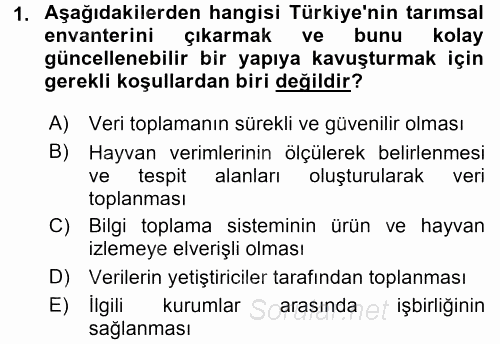 Hayvan Yetiştirme 2015 - 2016 Tek Ders Sınavı 1.Soru