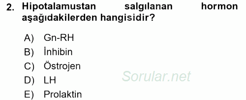 Hayvan Yetiştirme 2015 - 2016 Tek Ders Sınavı 2.Soru