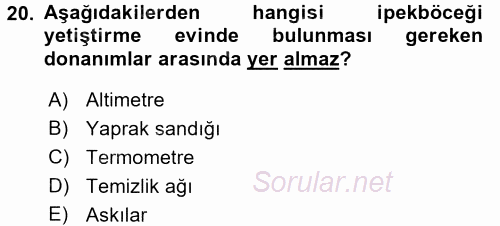 Hayvan Yetiştirme 2015 - 2016 Tek Ders Sınavı 20.Soru