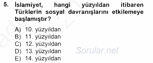 Sosyal Davranış ve Protokol 2013 - 2014 Ara Sınavı 5.Soru