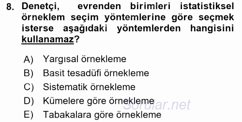 Muhasebe Denetimi 2016 - 2017 3 Ders Sınavı 8.Soru