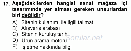 Mağaza Atmosferi 2012 - 2013 Dönem Sonu Sınavı 17.Soru