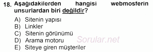 Mağaza Atmosferi 2012 - 2013 Dönem Sonu Sınavı 18.Soru