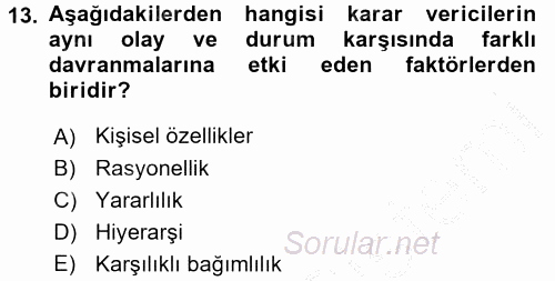 Uluslararası İlişkiler Kuramları 1 2016 - 2017 3 Ders Sınavı 13.Soru