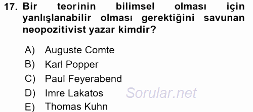 Uluslararası İlişkiler Kuramları 1 2016 - 2017 3 Ders Sınavı 17.Soru