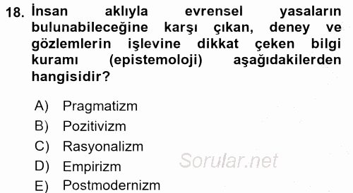 Uluslararası İlişkiler Kuramları 1 2016 - 2017 3 Ders Sınavı 18.Soru