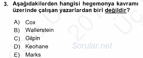 Uluslararası İlişkiler Kuramları 1 2016 - 2017 3 Ders Sınavı 3.Soru