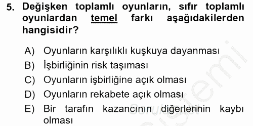 Uluslararası İlişkiler Kuramları 1 2016 - 2017 3 Ders Sınavı 5.Soru