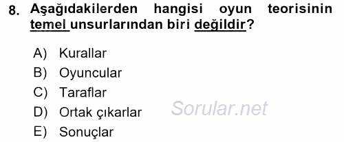 Uluslararası İlişkiler Kuramları 1 2016 - 2017 3 Ders Sınavı 8.Soru