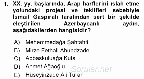 Çağdaş Türk Edebiyatları 1 2016 - 2017 Ara Sınavı 1.Soru