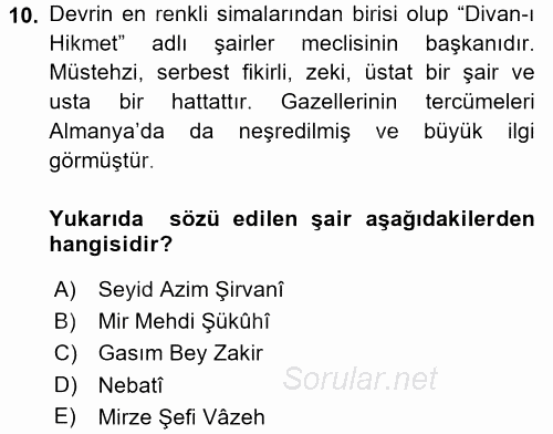 Çağdaş Türk Edebiyatları 1 2016 - 2017 Ara Sınavı 10.Soru