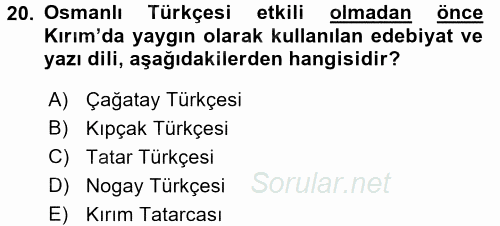 Çağdaş Türk Edebiyatları 1 2016 - 2017 Ara Sınavı 20.Soru