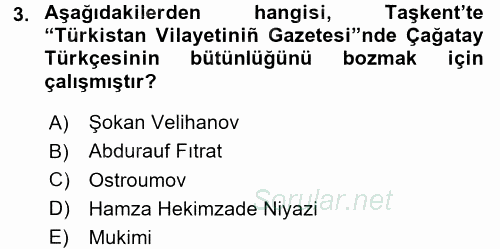 Çağdaş Türk Edebiyatları 1 2016 - 2017 Ara Sınavı 3.Soru