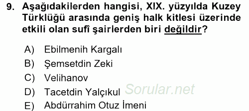 Çağdaş Türk Edebiyatları 1 2016 - 2017 Ara Sınavı 9.Soru