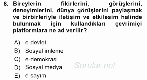 Kamu Yönetiminde Çağdaş Yaklaşımlar 2017 - 2018 3 Ders Sınavı 8.Soru