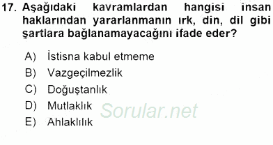 Adalet Meslek Etiği 2016 - 2017 Ara Sınavı 17.Soru