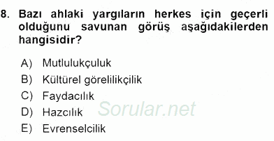 Adalet Meslek Etiği 2016 - 2017 Ara Sınavı 8.Soru