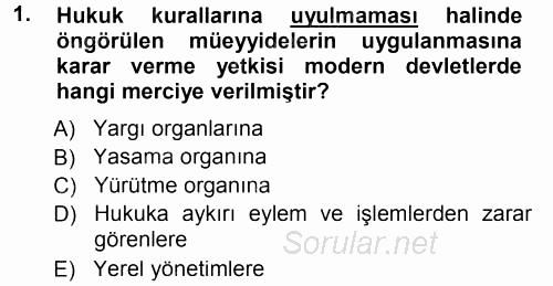 Medeni Usul Hukuku 2012 - 2013 Dönem Sonu Sınavı 1.Soru