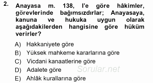 Medeni Usul Hukuku 2012 - 2013 Dönem Sonu Sınavı 2.Soru