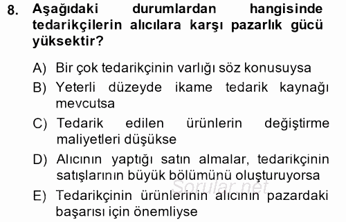 Stratejik Yönetim 1 2013 - 2014 Dönem Sonu Sınavı 8.Soru